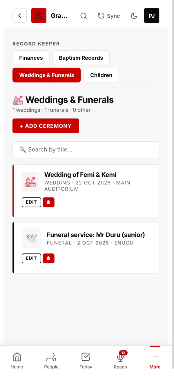 Weddings & Funerals