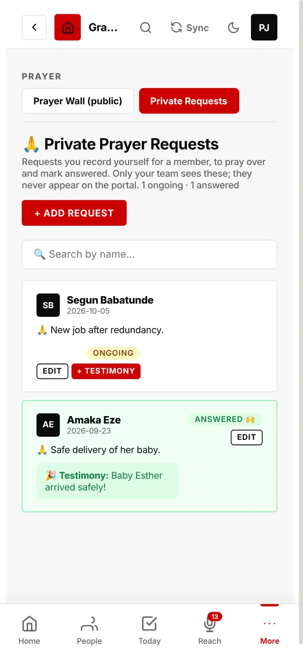 Private Prayer Requests