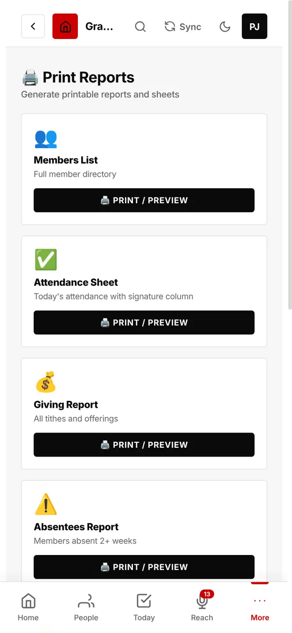 Print Reports