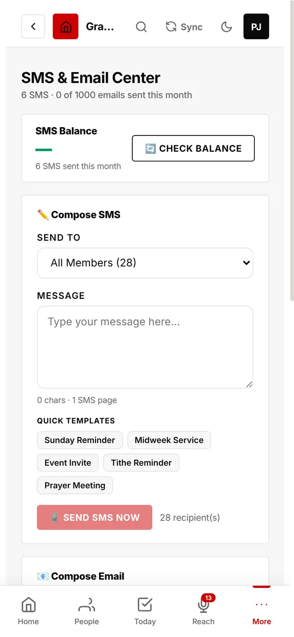 Compose an SMS to any group