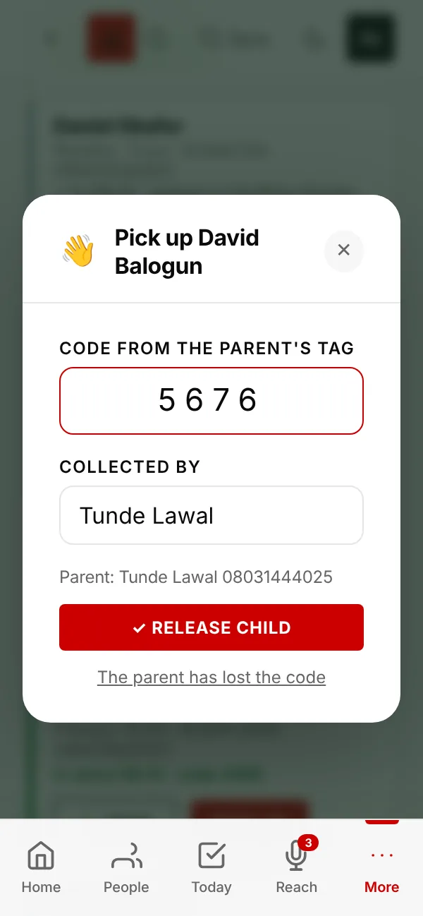 The child goes home only with the right number