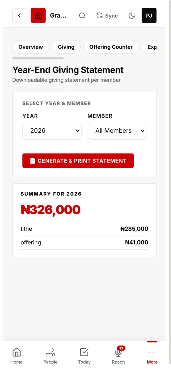 Year-End Giving Statement